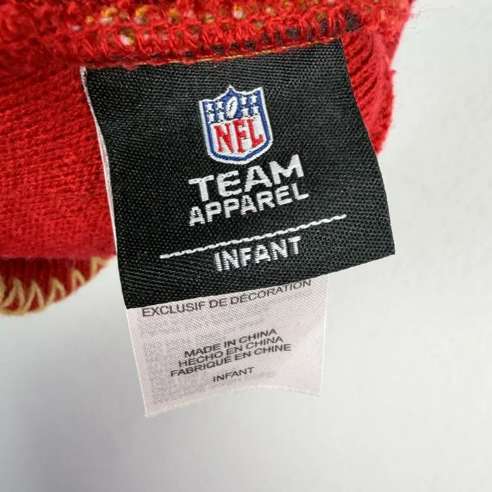 NFL San Francisco 49ers Infant Knit Beanie Hat Red Gold Pom Pom Team Apparel